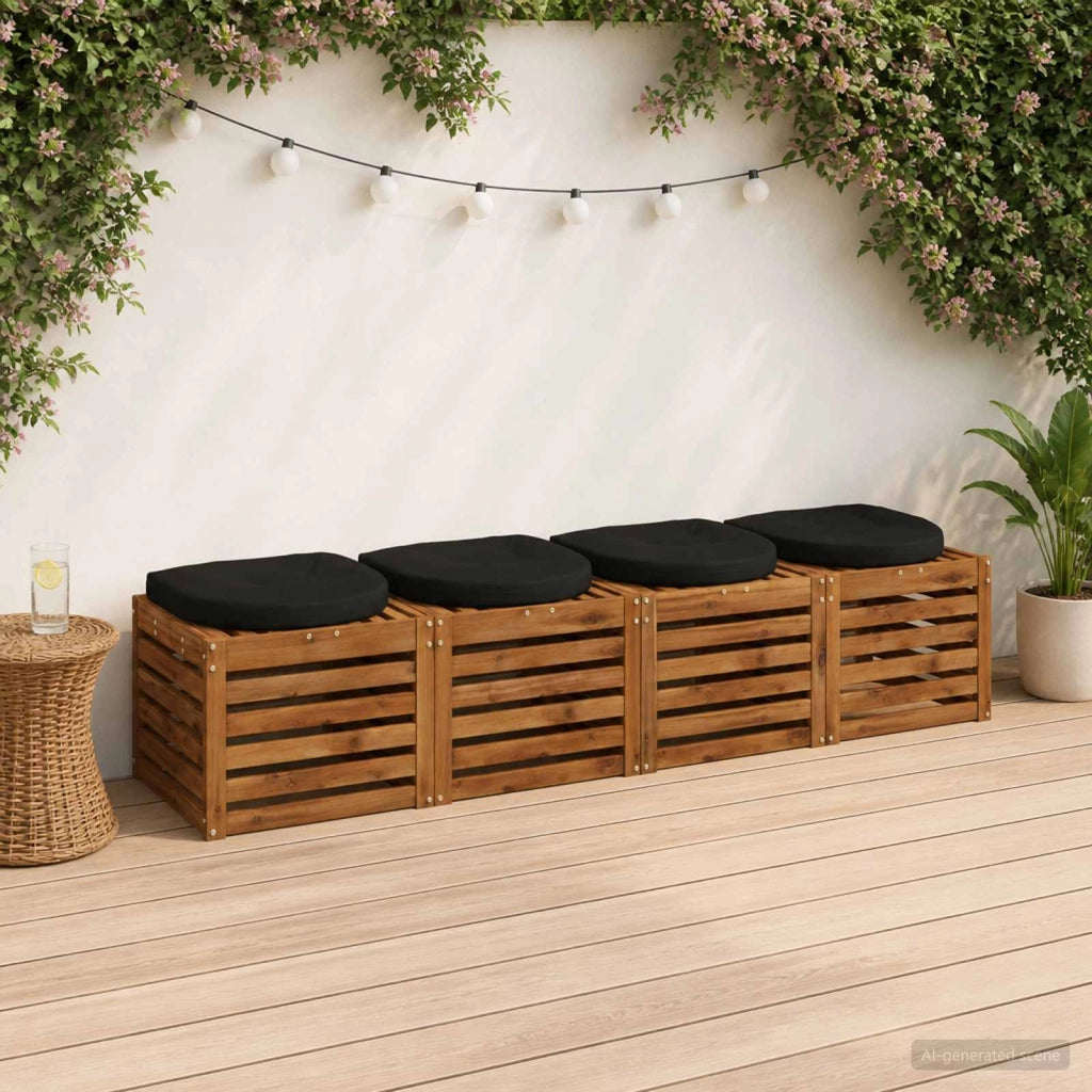 Cuscini per Sedia in 4 Pezzi 4 pz 100% Poliestere Nero 945288