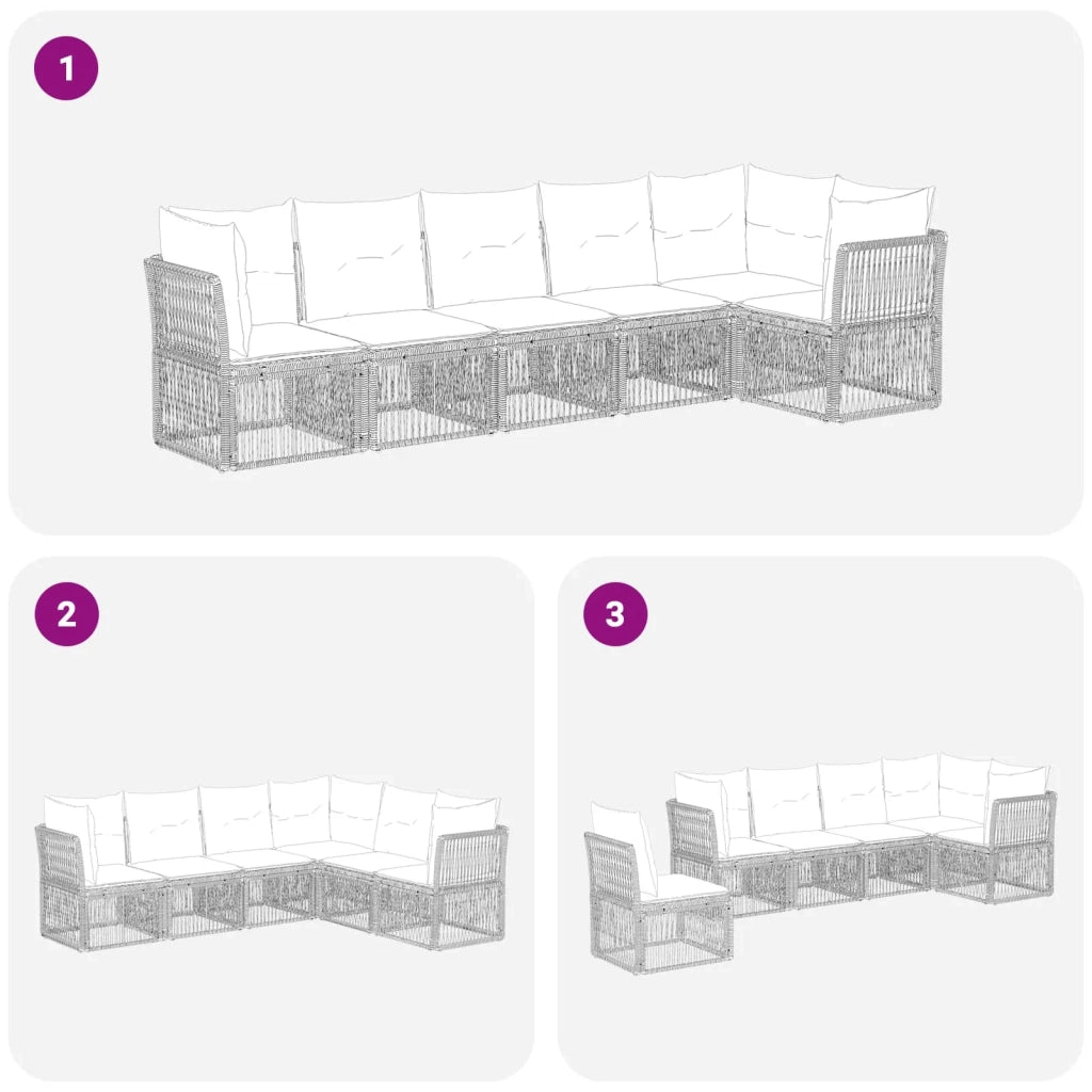 Set Divano da Giardino 6 pcs Grigio polyrattan 3434222