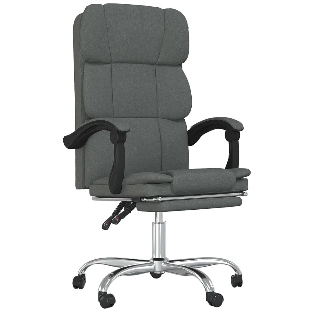 Poltrona | Sedia Relax da Ufficio Reclinabile Grigio Scuro in Tessuto