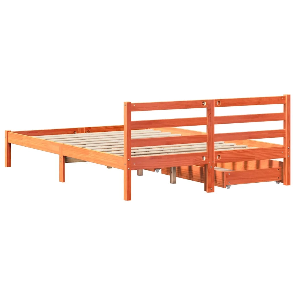 Letto senza Materasso Marrone Cera 135x190 cm in Legno di Pino
