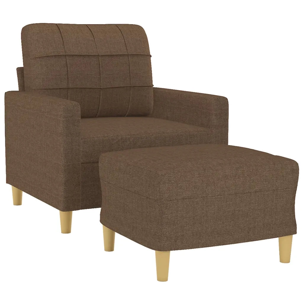 Poltrona con Poggiapiedi Marrone 60 cm in Tessuto