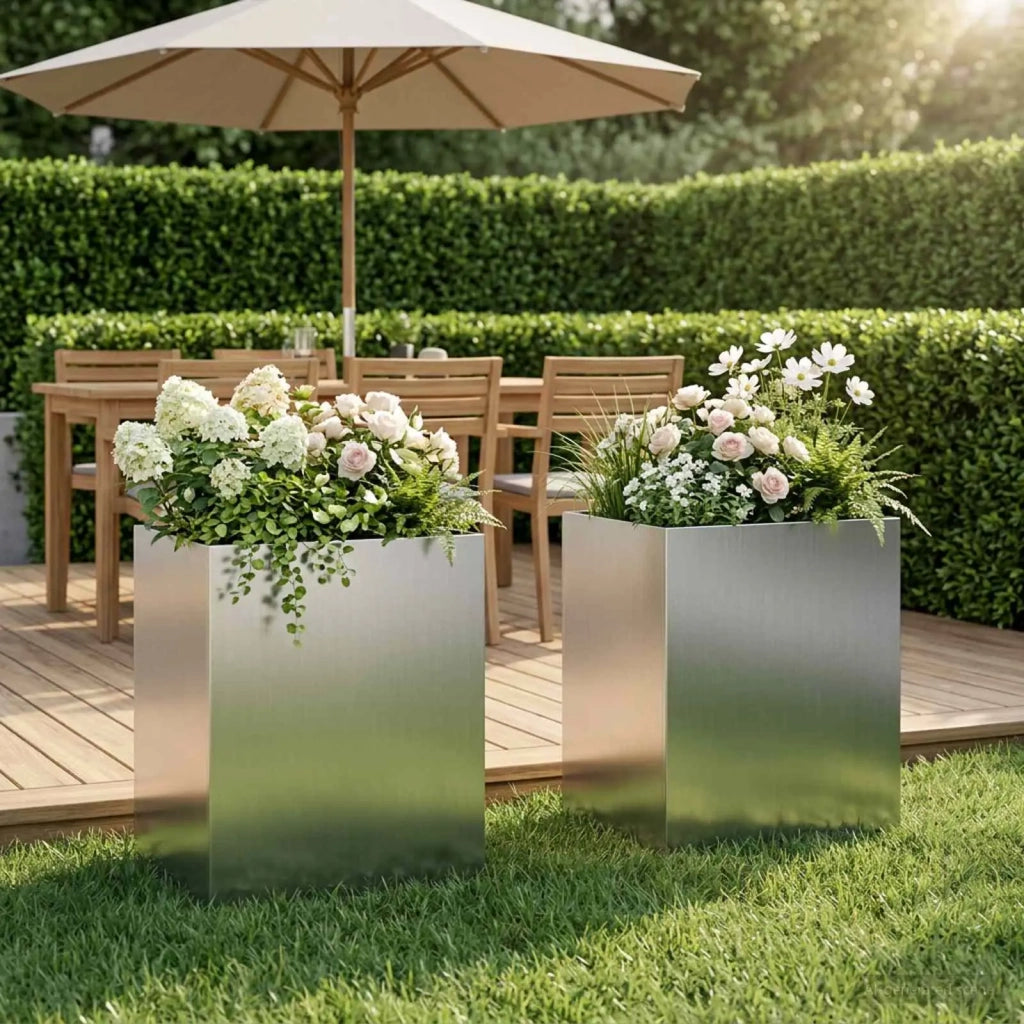Vaso da giardino 2 pz Argento 40 x 30 x 40 cm Acciaio zincato 8005481
