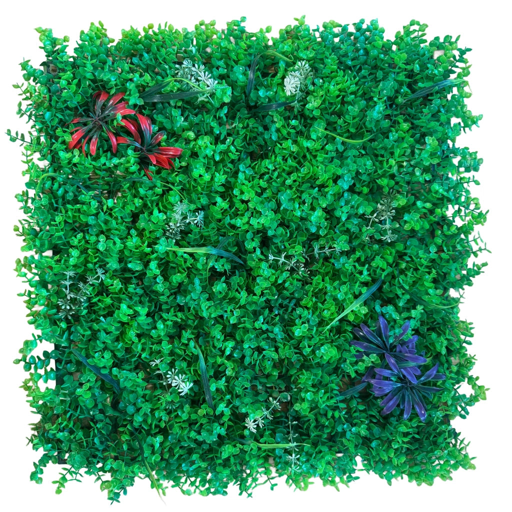 Pannelli Verde Verticale 50×50 cm Ultra-realistici e folti, per interno/esterno BOSSO E FIORI - Eternal Parquet
