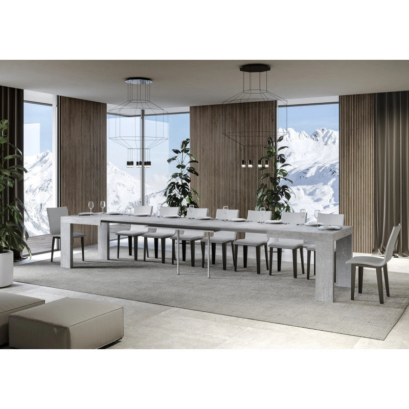 Tavolo allungabile 120/380x90 cm Roxell - Cemento