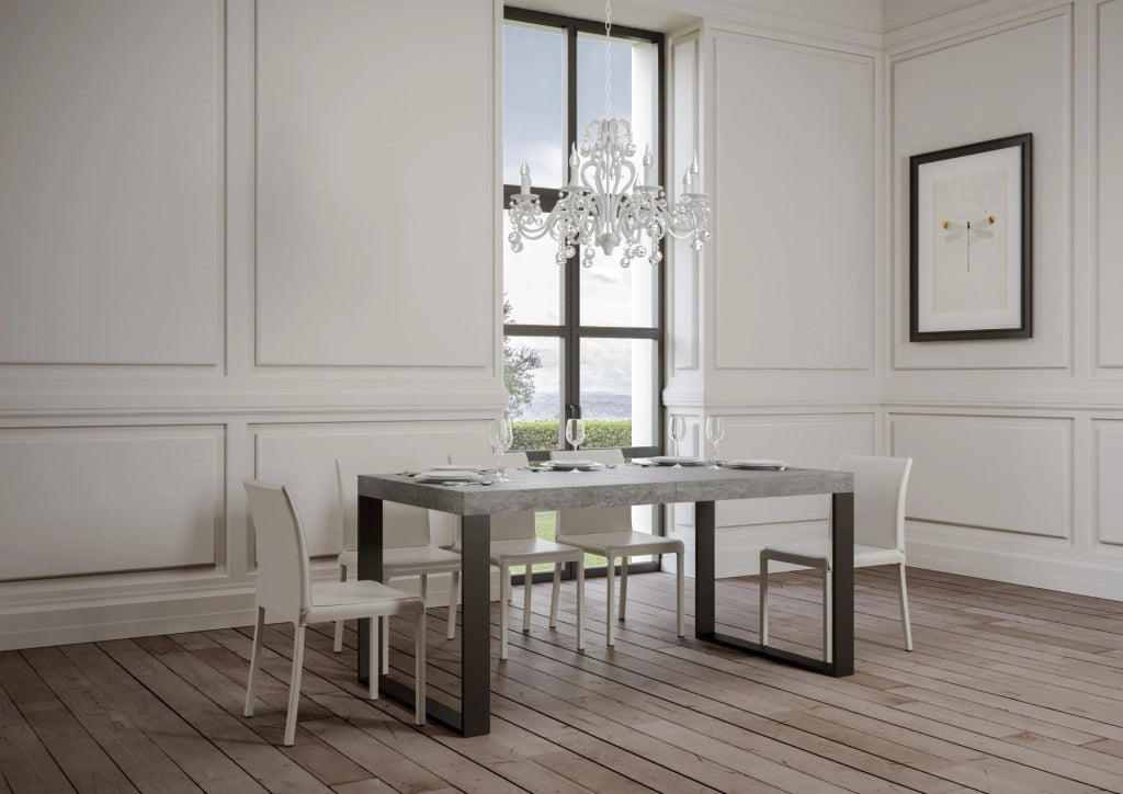 Tavolo allungabile 90x180/284 cm Tekno Premium Cemento telaio Antracite