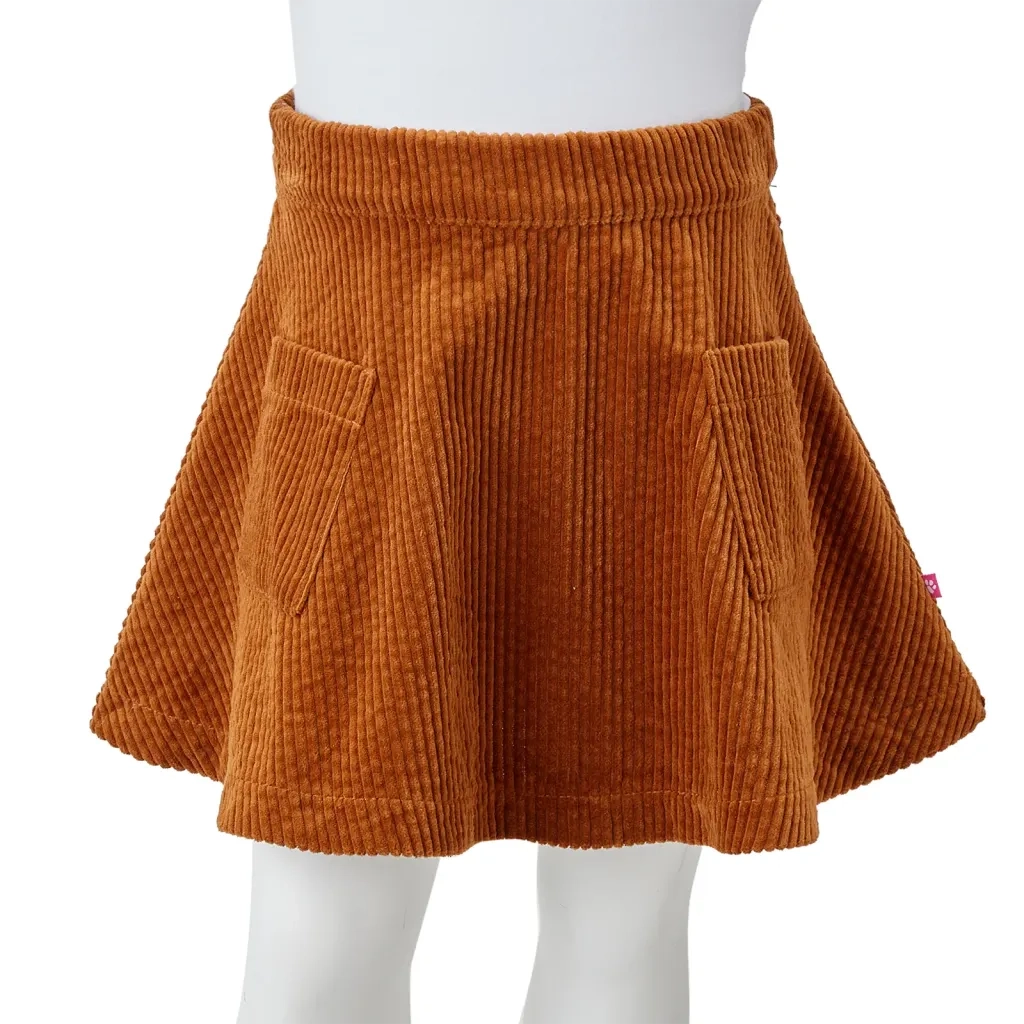 Gonna da Bambina con Tasche a Coste Cognac 116 CFW2147231