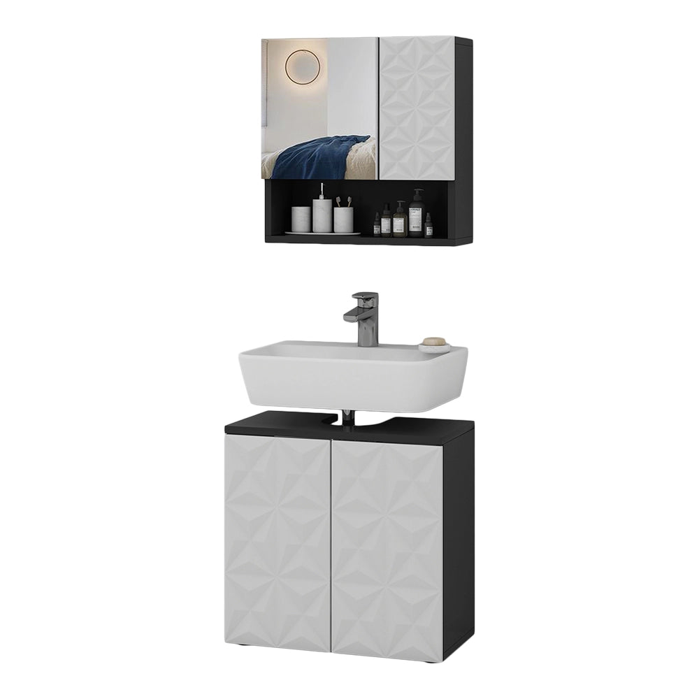 Vicco Set di mobili da bagno Nero 2 parti
