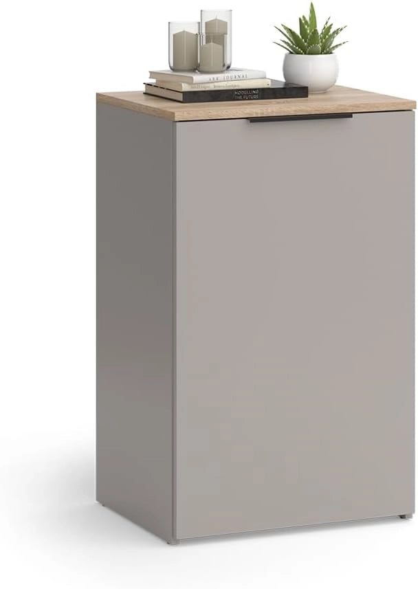 Credenza Wido, Grigio, 50 x 80 cm con ripiano, per la conservazione e l'organizzazione salvaspazio