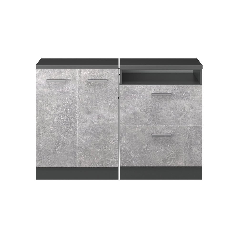 Set di mobili sottotetto Rion Calcestruzzo/Antracite 120 cm Set di 2 carcasse armadio profondità 60 cm Vicco
