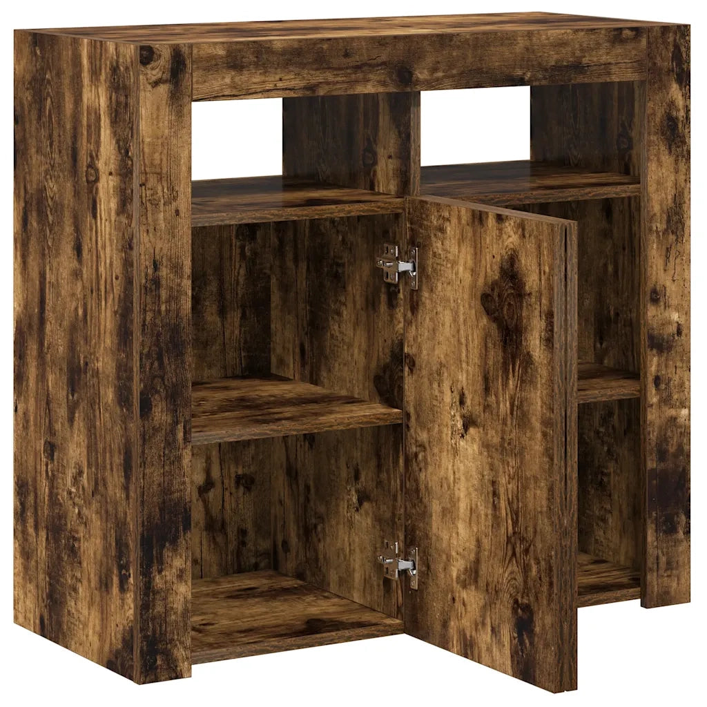 Credenza con Luci LED Rovere Fumo 80x35x75 cm 815729