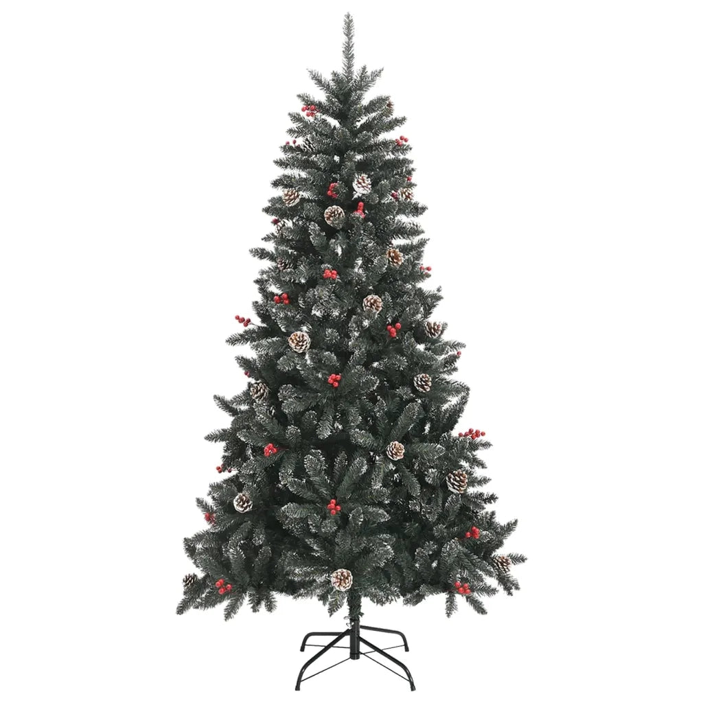 Albero di Natale Artificiale-Albero Natalizio con Base Verde 180 cm PVC 157376