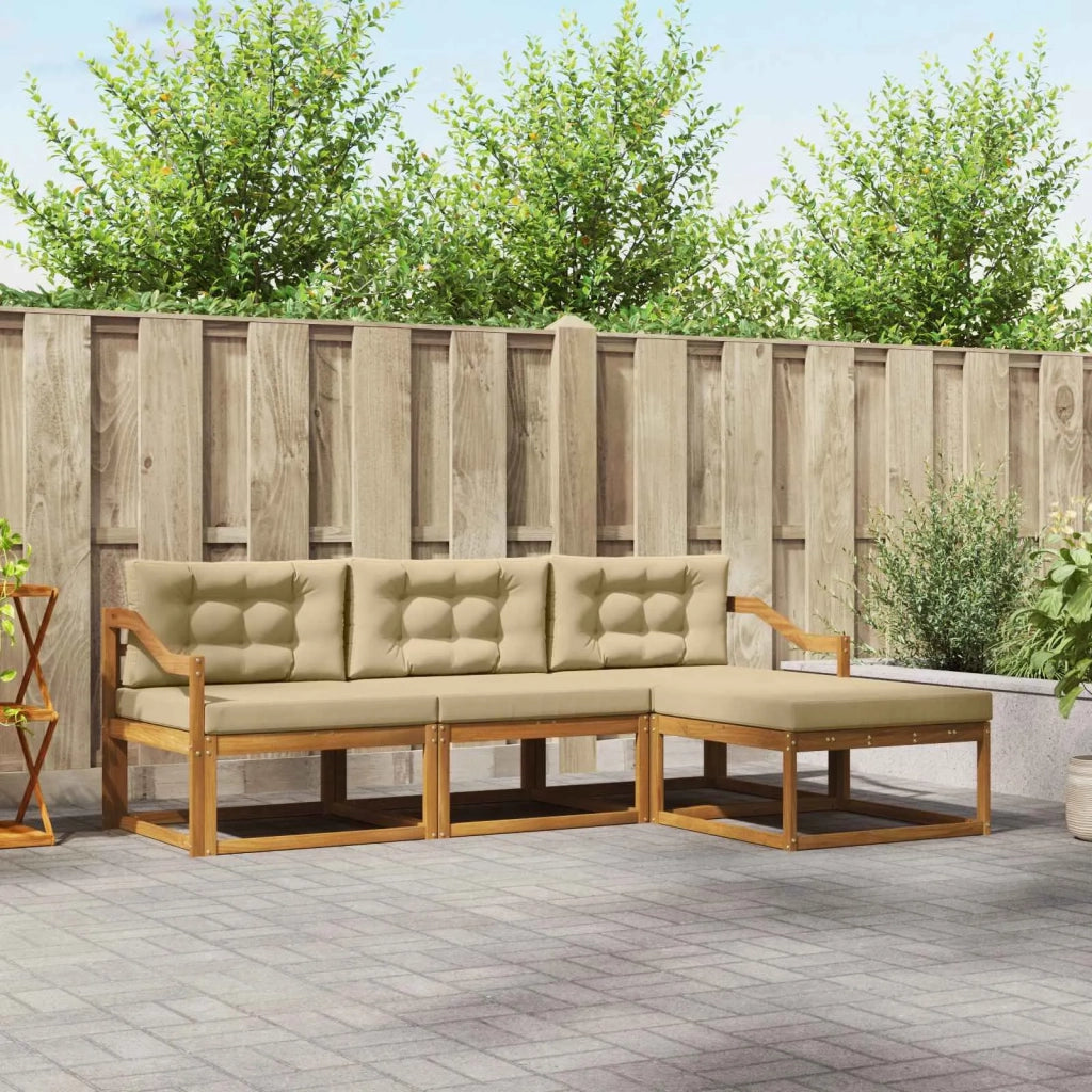 Set di divani da esterno con cuscino 4 pcs Naturale e Beige