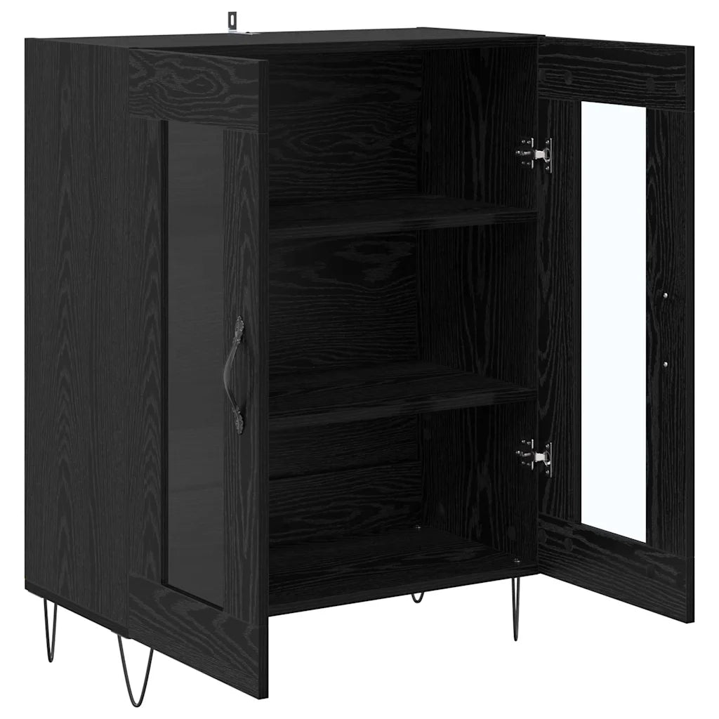 Credenza-Buffet-Armadio da cucina Rovere Nero 69,5 x 34 x 90 cm Legno multistrato 815714