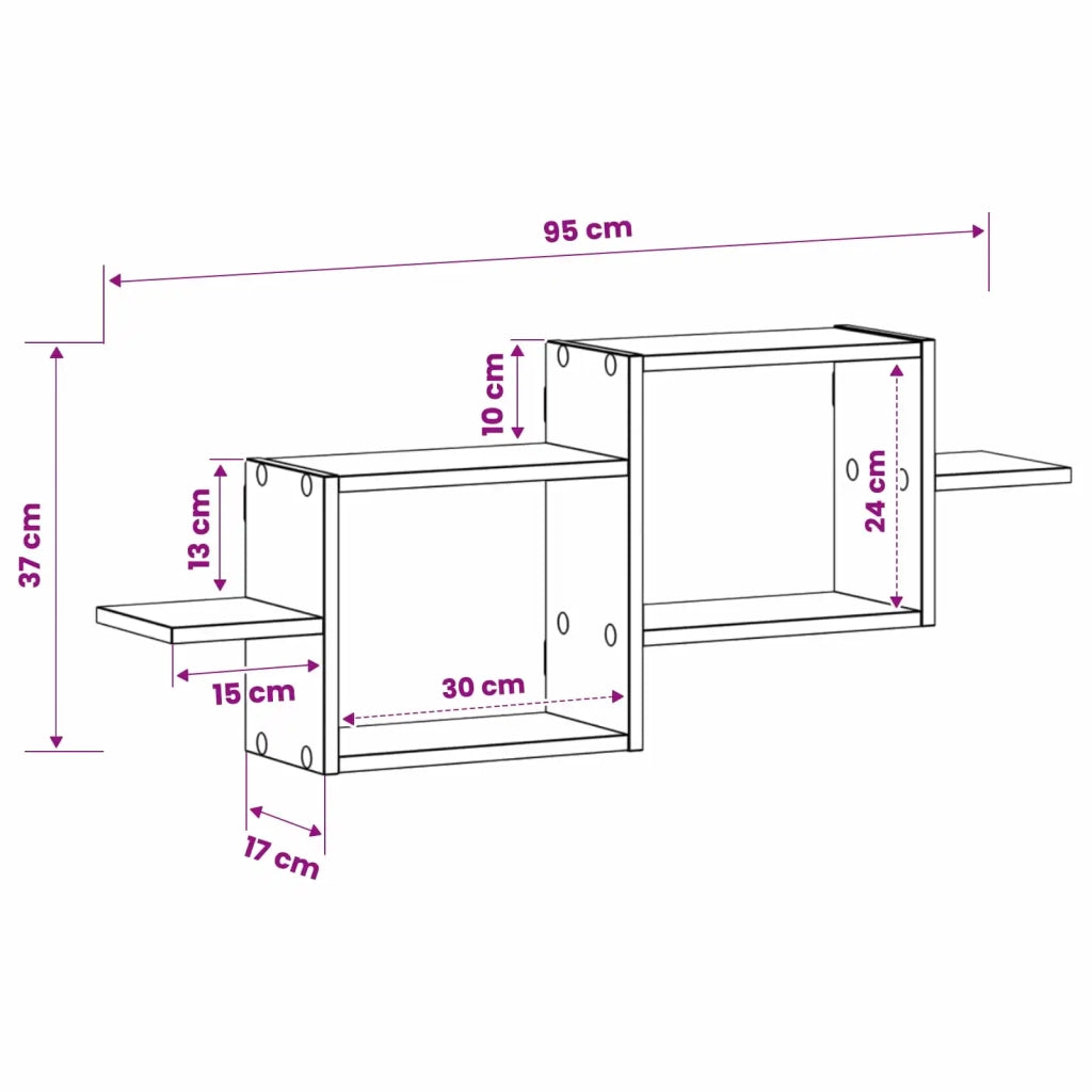 Scaffale da parete Legno antico 95 x 17 x 37 cm 8015046