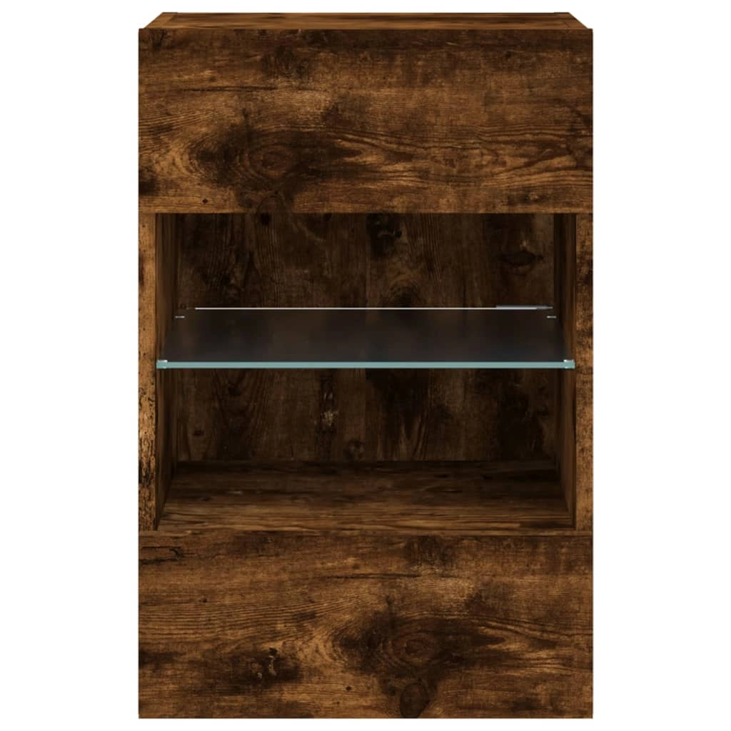 Mobile TV multimediale mensola TV credenza TV mobile TV a parete per sala da pranzo soggiorno camera da letto con luci LED rovere affumicato 40 x 30 x 60,5 cm marrone 02_0027981