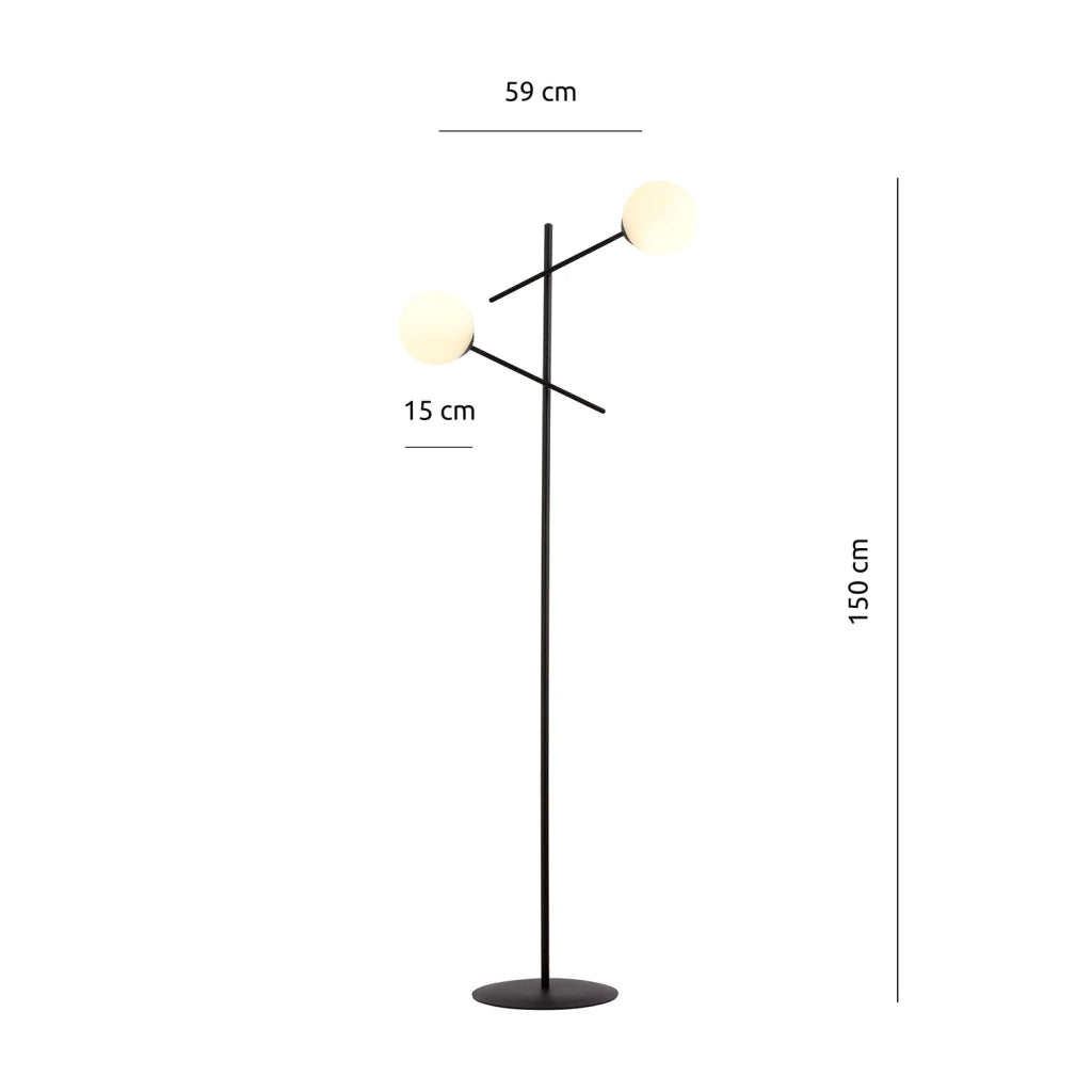 Piantana Contemporaneo Yama Acciaio Nero Bianco 2 Luci E14 Ip20