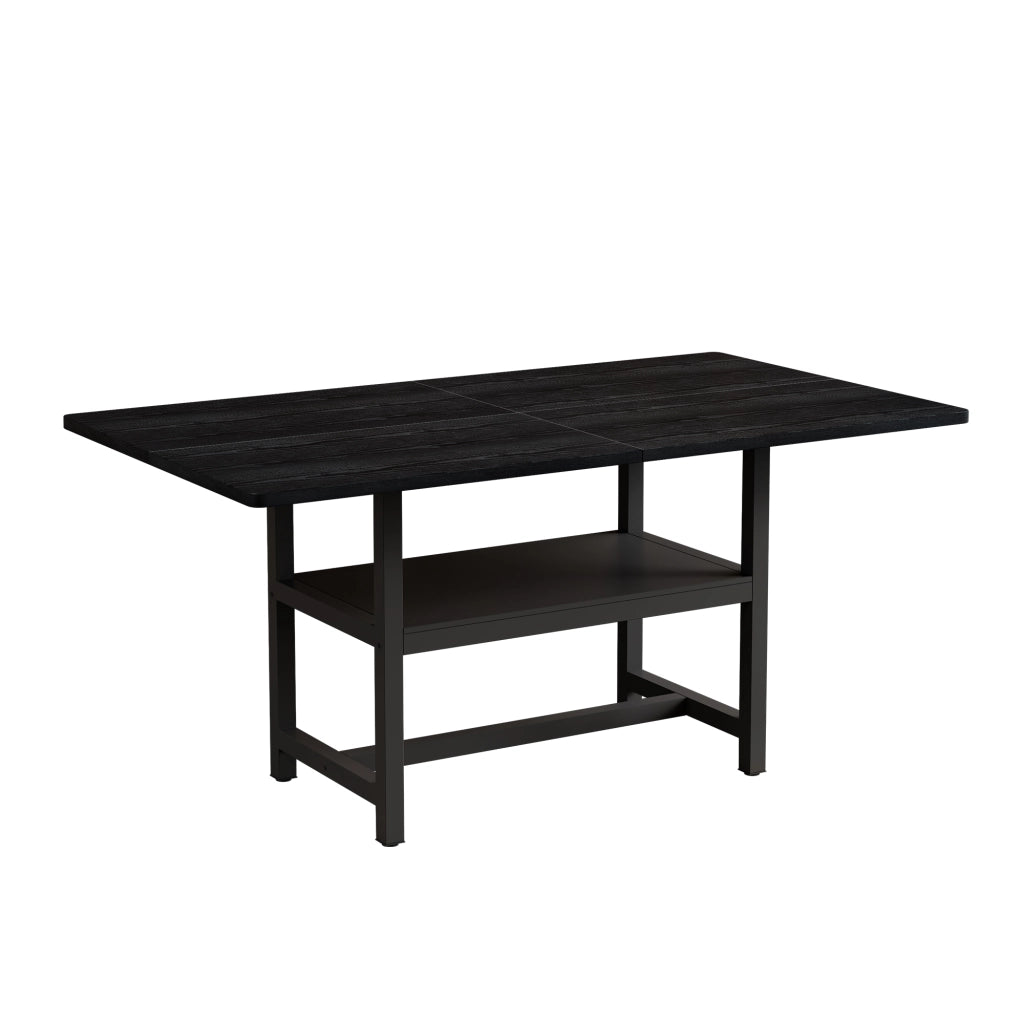 Tavolo da pranzo 4-6 posti con vano contenitore - per cucina e soggiorno - in MDF e metallo - 160×90×76 cm - nero