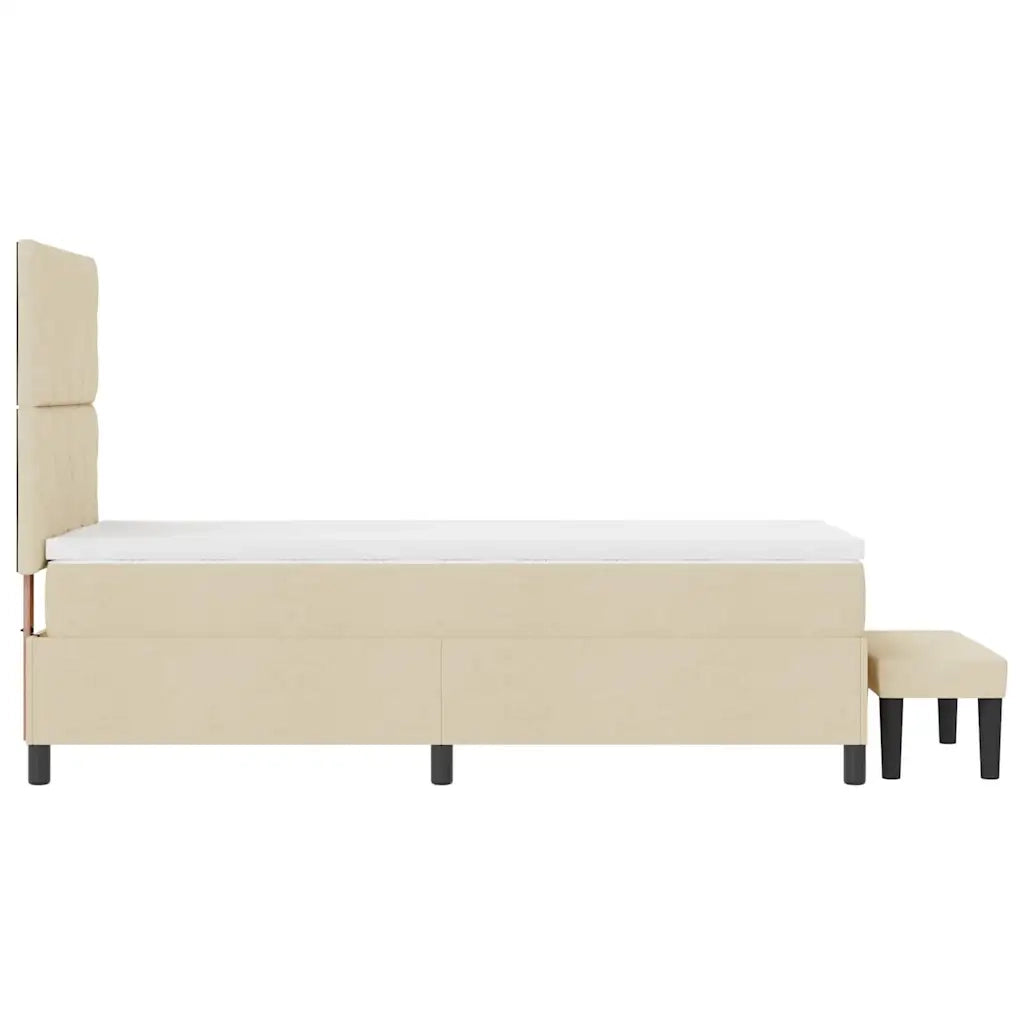 Letto a molle con testiera Crema 90 x 190 cm Tessuto 3344112