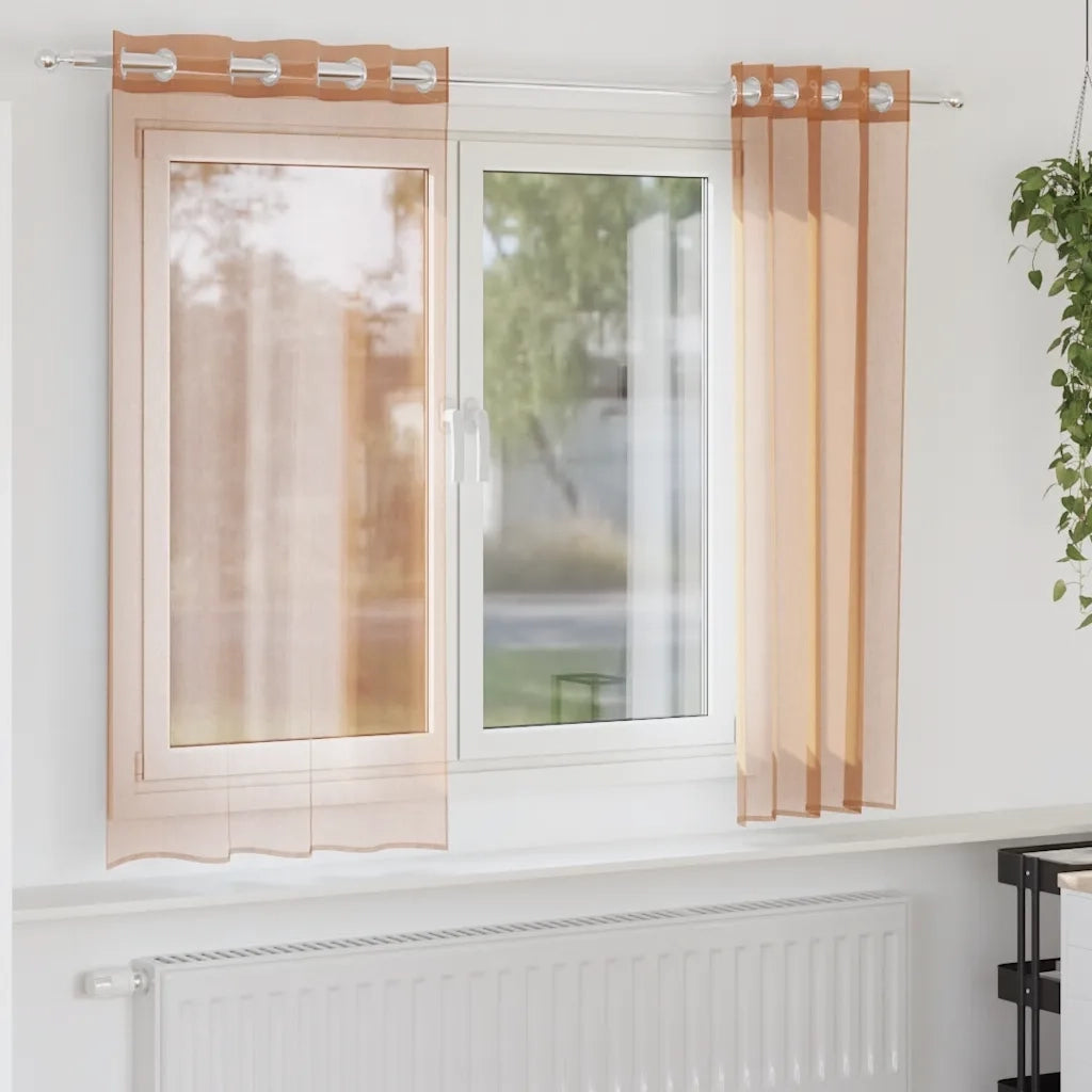 vidaXL Tende in Voile con Occhielli 2 pz Terracotta