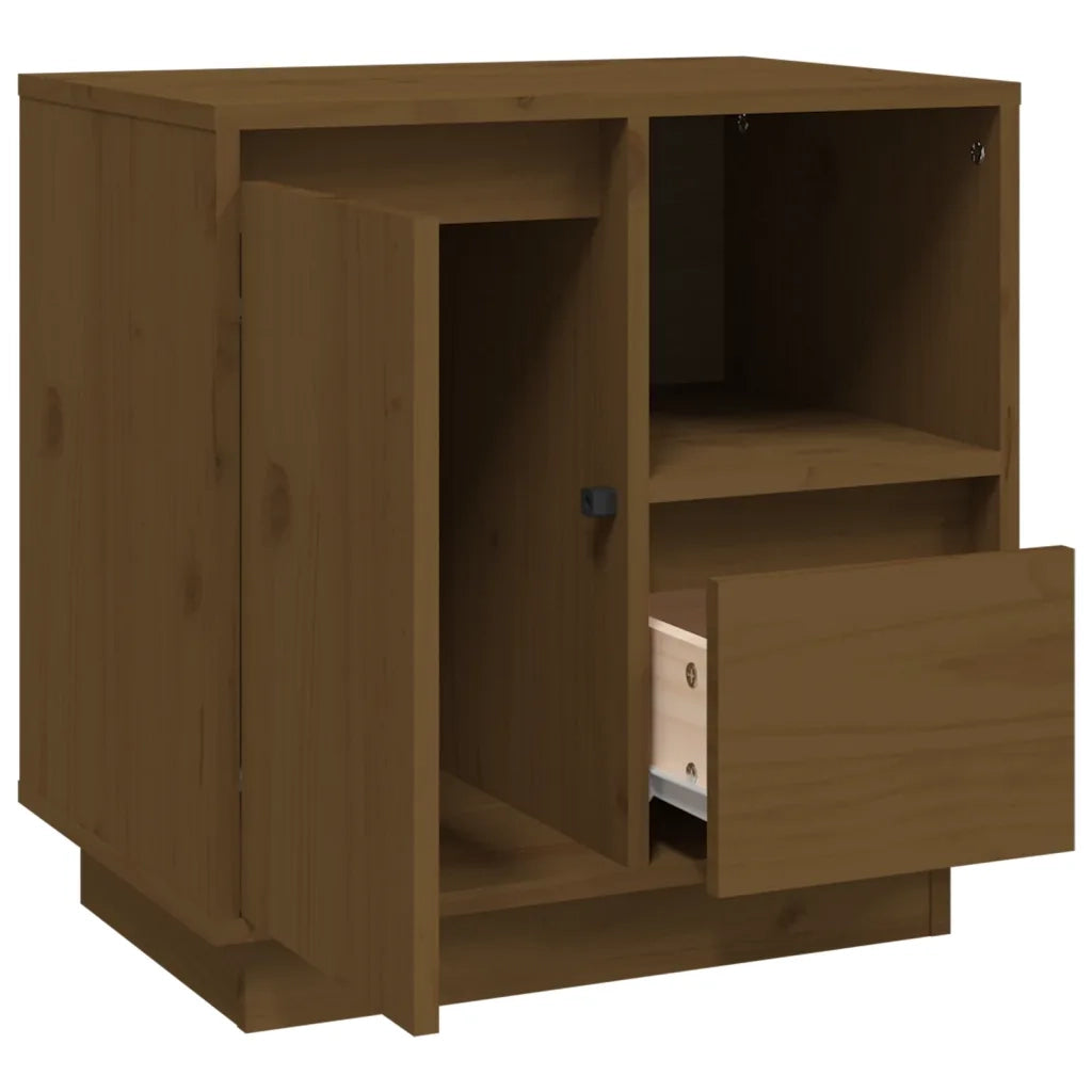 Set di 2 Comodini | Armadio da Notte | Mobiletto da notte ambra 50x34x50 cm in Legno Massello di Pino