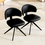 SEDIA Set da 2 pezzi girevoli in PU nero per sala da pranzo