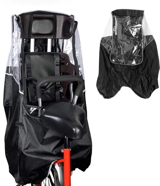 Regolabarca Impermeabile per Bicicletta - Nero - Corda Adattabile - Visibilità Translucida - Idoneo per Sedili per Bambini - Nero