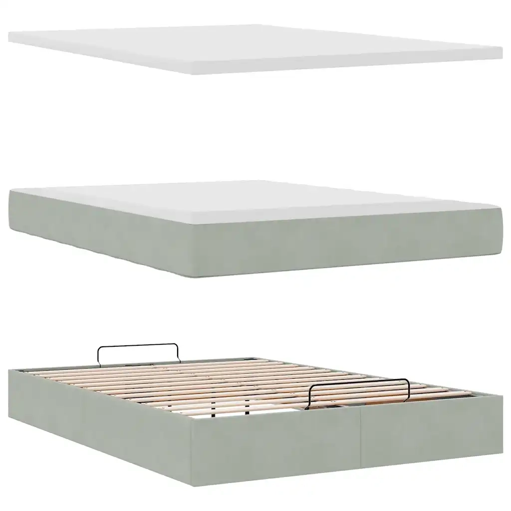 Struttura Letto Pouf con Materasso 140x190 cm Velluto 3311183