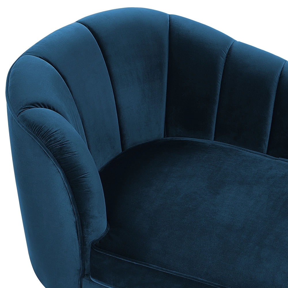 Chaise longue Velluto Blu Marino Rivestimento Gambe In Metallo dorato versione sinistra