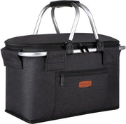 Borsa picnic isolata pieghevole con coperchio 35L - Insalatiera da picnic extra grande - Stoccaggio semplice - Progettata per essere compatta - Borsa picnic da vino nera