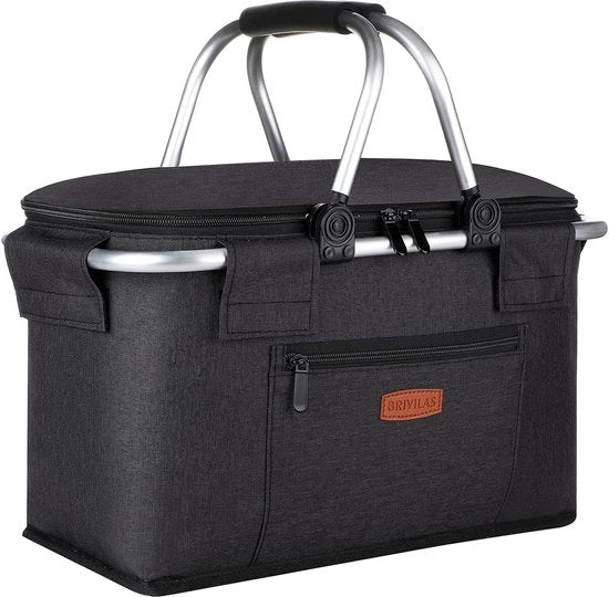 Borsa picnic isolata pieghevole con coperchio 35L - Insalatiera da picnic extra grande - Stoccaggio semplice - Progettata per essere compatta - Borsa picnic da vino nera