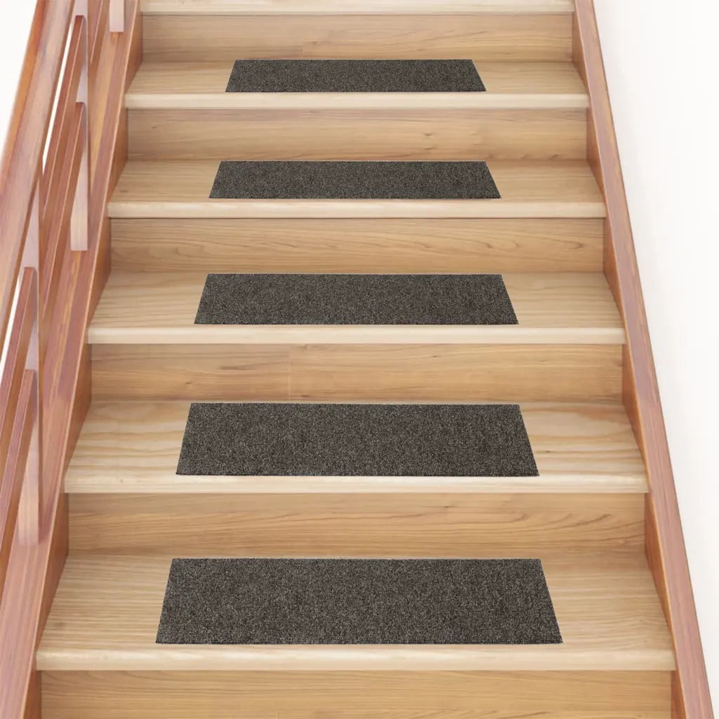 Tappetini per scale autoadesivi 15 pz | Gradini per Scale 76x20 cm antracite rettangolari