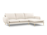 Cosmopolitan Design - Divano angolare destro "Vienna" 5 posti in bouclé beige 