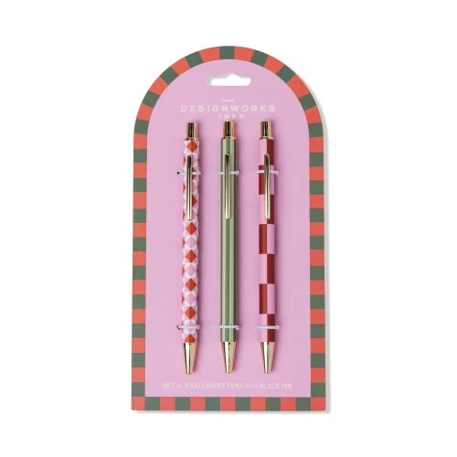 A Dopo Set di 3 penne - Diamond, Stripe, Check