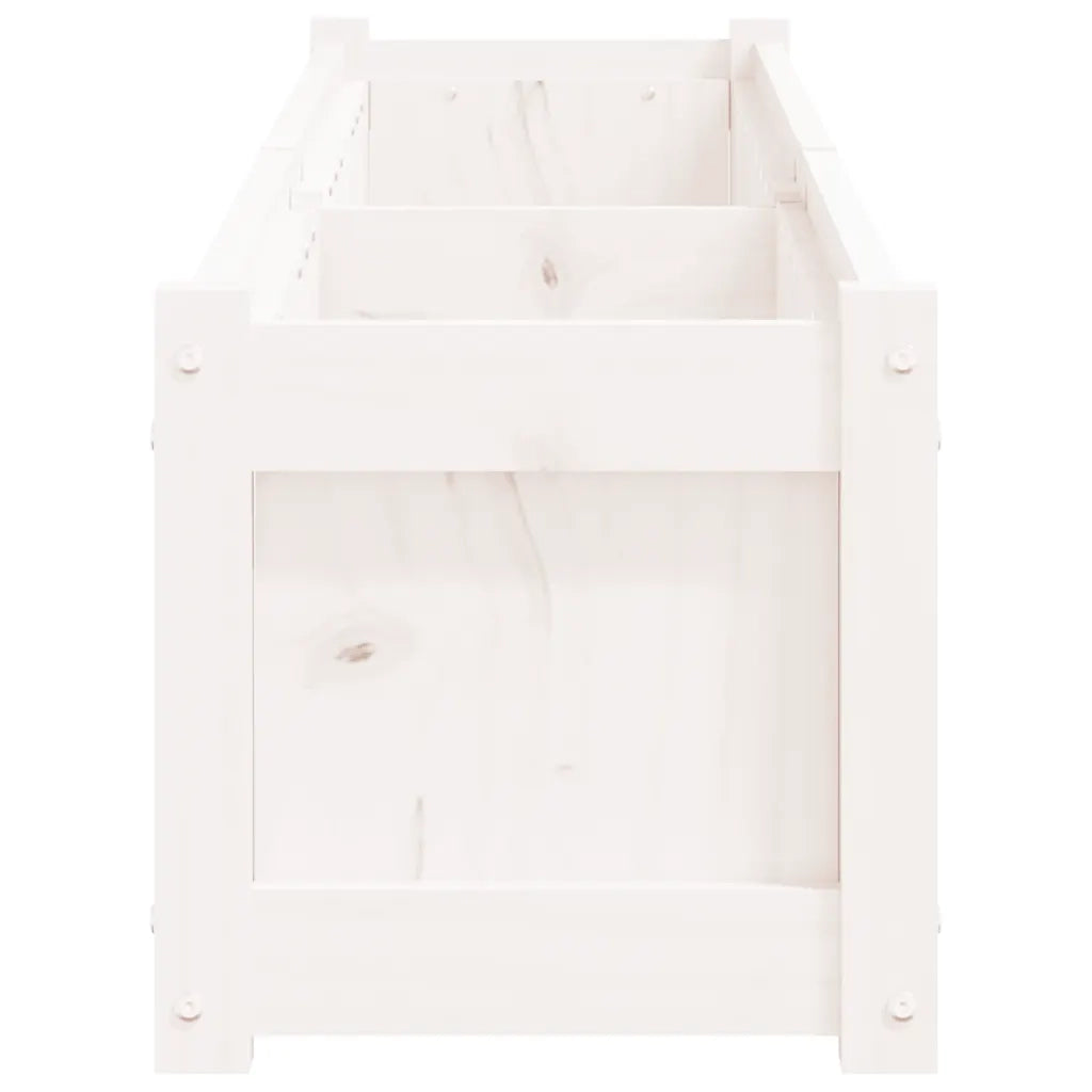 Fioriera da Giardino Bianca 180x31x31 cm Legno Massello di Pino 837496