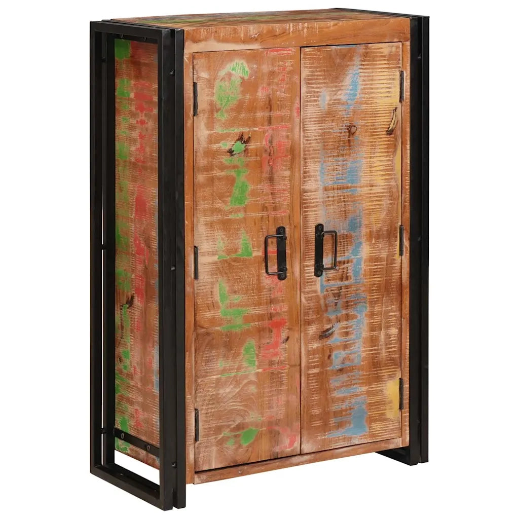 Credenza | Highboard con Ante Marrone Legno Recuperato Massello e Metallo