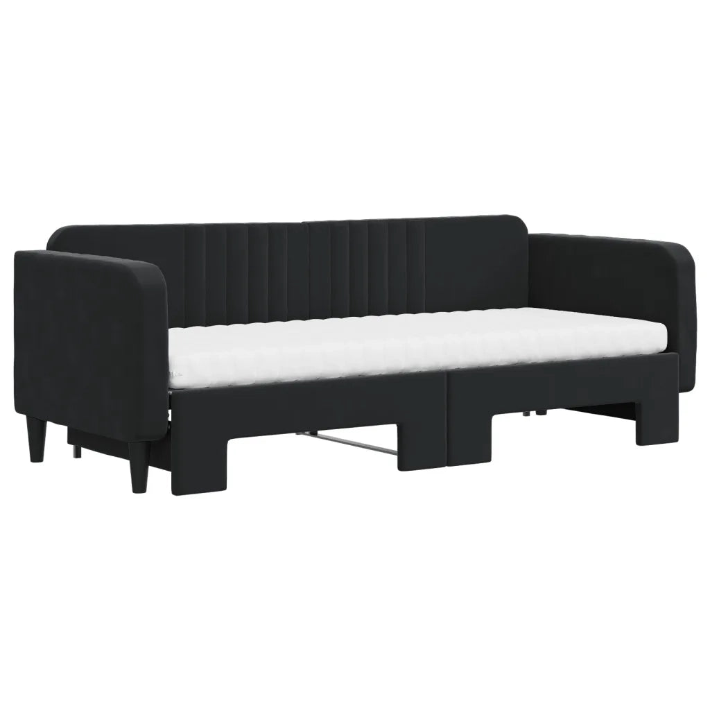 Divano Letto Estraibile con Materassi Nero 80x200 cm Vellutocod mxl 82695