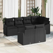 vidaXL Set da Pranzo per Giardino con cuscino 7 pcs Nero