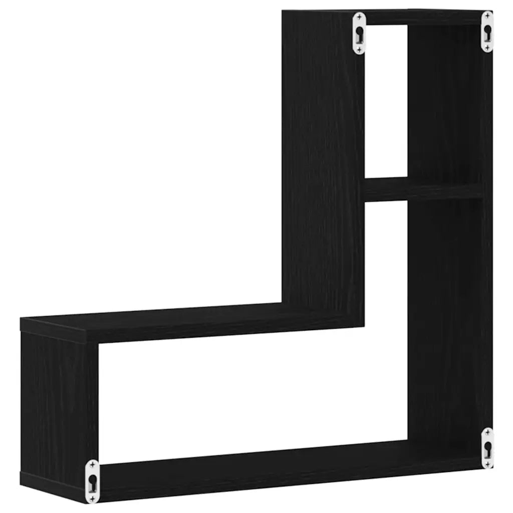 Scaffale da parete 2 pcs Rovere Nero 50 x 15 x 85 cm 862651