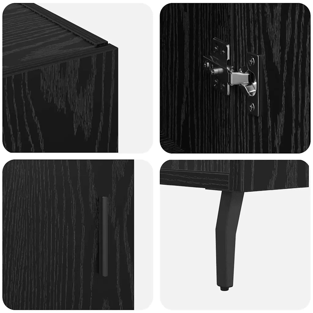 Credenza-Buffet-Armadio da cucina Rovere Nero 90 x 34 x 80 cm Legno multistrato 636512