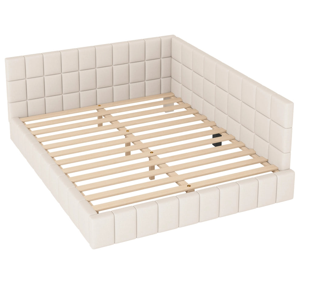 Letto imbottito 160x200 cm trasformabile in divano in velluto beige