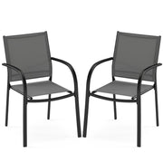 Set di 2 sedie da giardino impilabili 61 x 58 x 85 cm comfort ergonomico design contemporaneo metallo grigio 20_0012417
