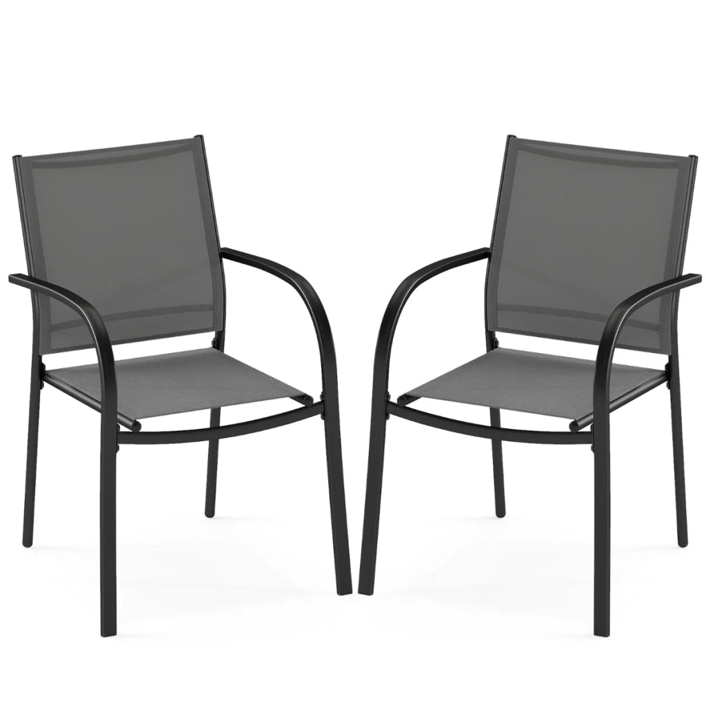 Set di 2 sedie da giardino impilabili 61 x 58 x 85 cm comfort ergonomico design contemporaneo metallo grigio 20_0012417