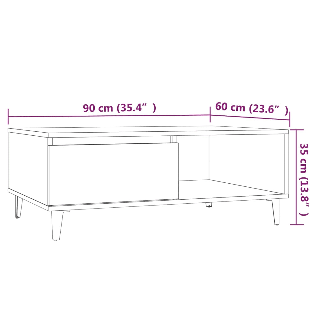 Tavolino da salotto | Tavolino da caff¨¨ | Tavolino da Soggiorno Rovere Fumo 90x60x35 cm in Truciolato