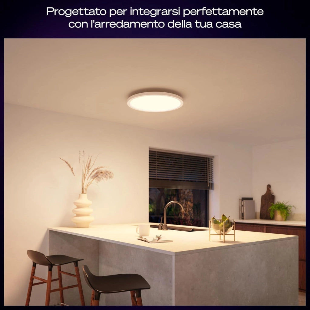 Philips Hue Devote Pannello Smart LED, White and Color Ambiance, Rotondo, diametro 43 cm, 23W, 2900 Lumen, Cornice bianca, Illuminazione degli spazi interni