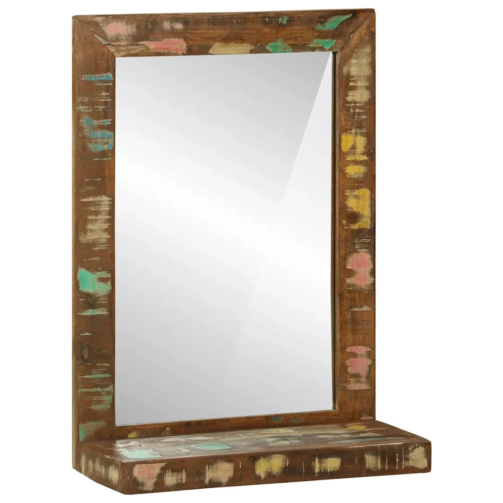 Specchio da bagno-Specchio decorativo Marrone Legno Recuperato Massello