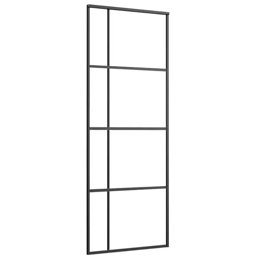 Porta Scorrevole Smerigliato ESG Vetro Alluminio 76x205 cm Nera cod mxl 74883