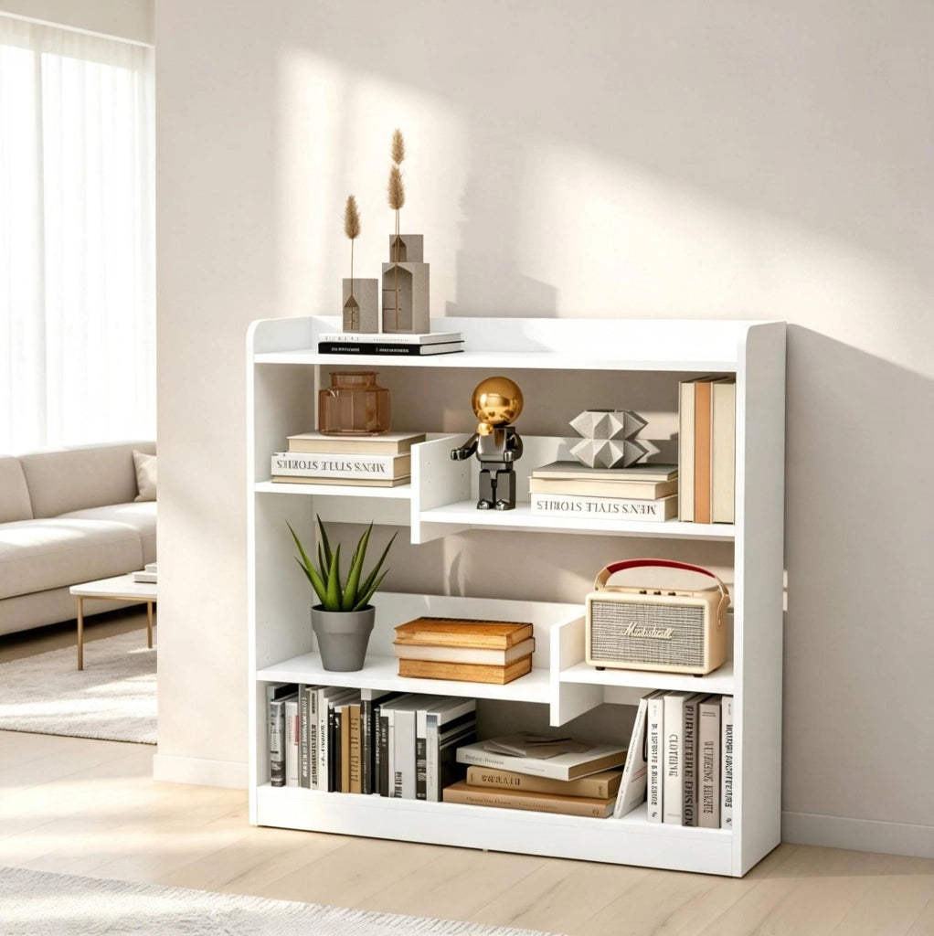 LIBRERIA Moderna 90x24x91 cm Bianco con 4 ripiani