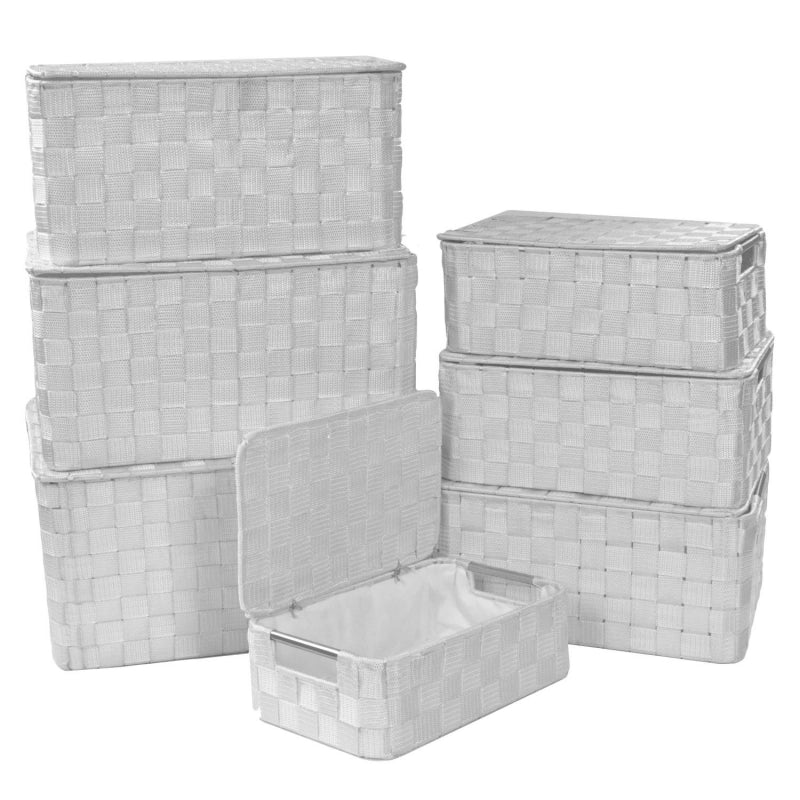 Scatola poliestere 1-7 bianco rettangolare con manici metallo cm 40x30h21,5