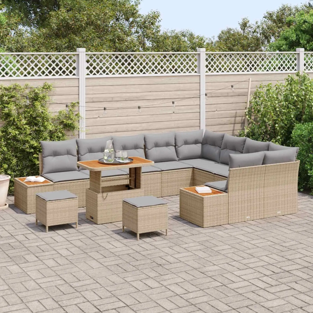 Set Divano da Giardino con cuscino 12 pcs Beige e Grigio Chiaro 3363347