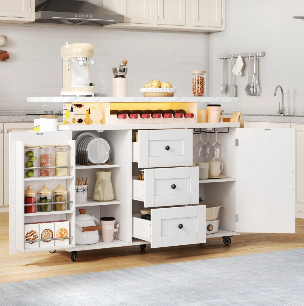 Isola cucina mobile con piano ribaltabile e LED